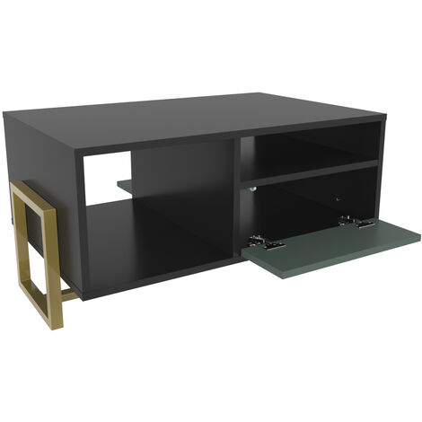 Decorotika - Utopie Modern Coffee Table with Cabinet - Black and Green
