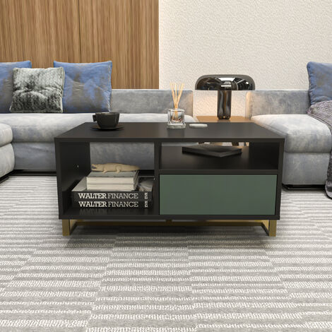 Decorotika - Utopie Modern Coffee Table with Cabinet - Black and Green