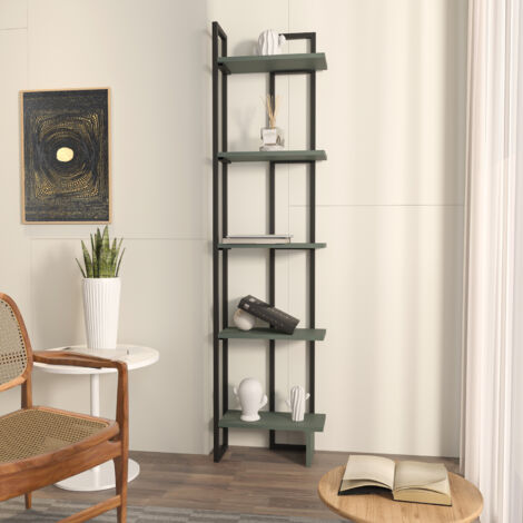 Decorotika Alice 5-Tier Corner Bookcase Bookshelf Shelving Unit - Green and Black
