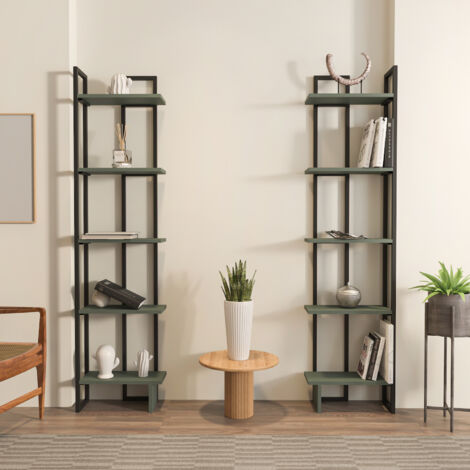 Decorotika Alice 5-Tier Corner Bookcase Bookshelf Shelving Unit - Green and Black