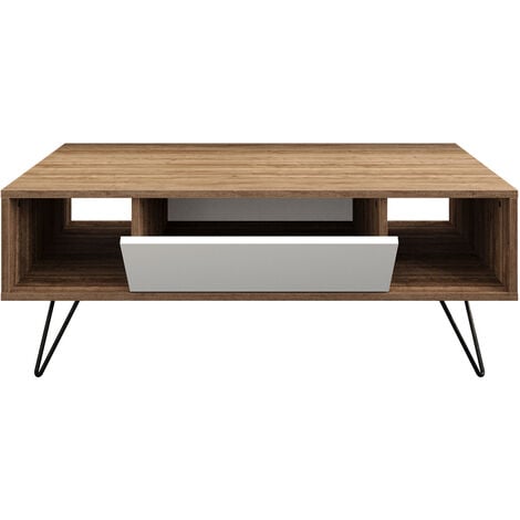 Decorotika Mistico Modern Coffee Table Cocktail Table For Living Room Accent Table - Walnut And White
