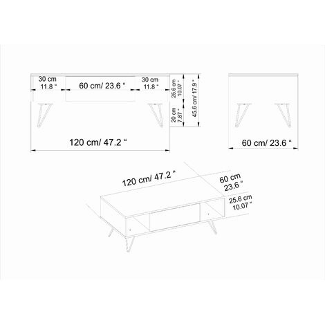 Decorotika Mistico Modern Coffee Table Cocktail Table For Living Room Accent Table - Walnut And White