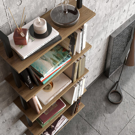 Decorotika Piante 5-Tier Modern Bookshelf Bookcase Multifunctional Shelving Unit - White Marble Effect And Gold