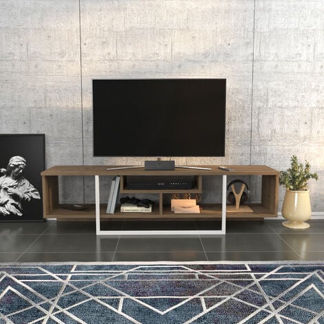 Decorotika Asal 150 cm Wide Modern TV Unit for TVs Up To 63" - Walnut And White