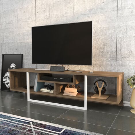 Decorotika Asal 150 cm Wide Modern TV Unit for TVs Up To 63" - Walnut And White