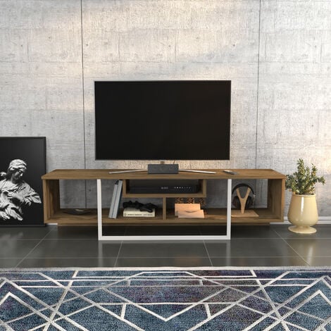 Decorotika Asal 150 cm Wide Modern TV Unit for TVs Up To 63" - Walnut And White