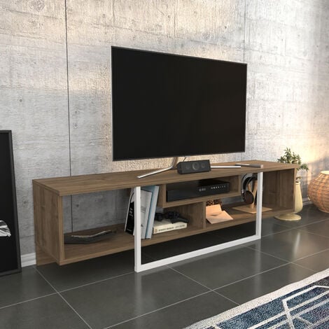 Decorotika Asal 150 cm Wide Modern TV Unit for TVs Up To 63" - Walnut And White