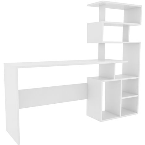 Decorotika Next Modern Design White  Computer Desk Laptop Desk Study Desk With Bookcase Shelves - White