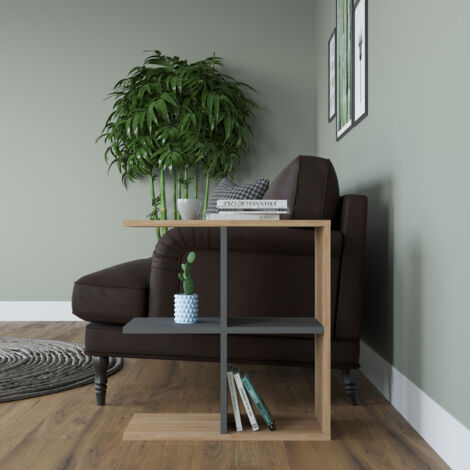 Decorotika Hamlet Side Table Coffee Table Cocktail Table - Oak and Anthracite