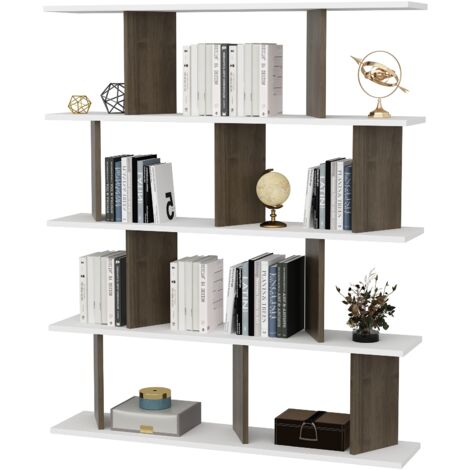 Decorotika Grace Bookcase Bookshelf Shelving Unit - White and Walnut