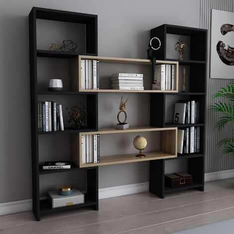 Decorotika Poyraz 5-tier Bookcase Bookshelf Shelving Unit - Black Oud Oak