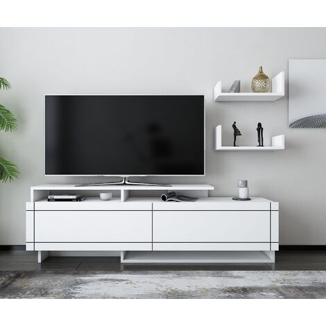 Decorotika Tamy TV Stand TV Unit with Two Cabinets - White