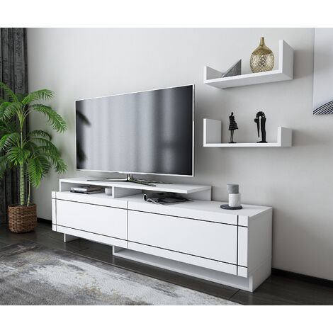 Decorotika Tamy TV Stand TV Unit with Two Cabinets - White