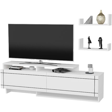 Decorotika Tamy TV Stand TV Unit with Two Cabinets - White