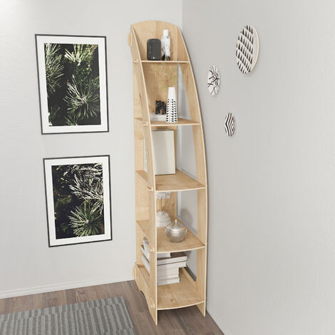 Decorotika Orsa 5 tier MDF Corner Bookcase Bookshelf Shelving Unit Screwless Design