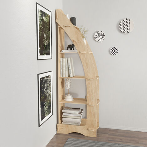 Decorotika Orsa 5 tier MDF Corner Bookcase Bookshelf Shelving Unit Screwless Design