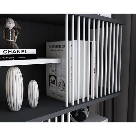 Decorotika Arya Modern 4-Tier Bookcase Bookshelf Shelving Unit - Anthracite and White
