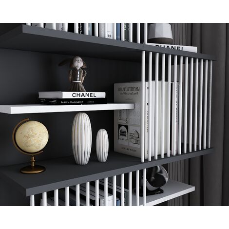 Decorotika Arya Modern 4-Tier Bookcase Bookshelf Shelving Unit - Anthracite and White