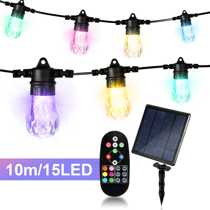 Guirlande solaire à 25led G40, 7.5M, 4 Modes, ampoules d'extérieur,  féeriques, étanche IP65, décoration