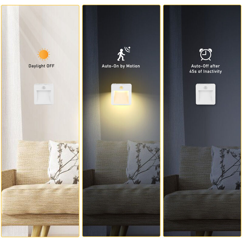 Veilleuse LED Crépuscule Intelligent pour Enfants et Adultes, Veilleuse  Murale, Prise, Blanc Chaud, Capteur Foster, Chambre, Couloir, Cuisine