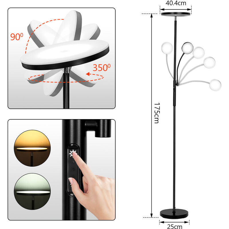 EINFEBEN LED 9W Lampadaire, Flexible col de cygne, Toucher Lampe