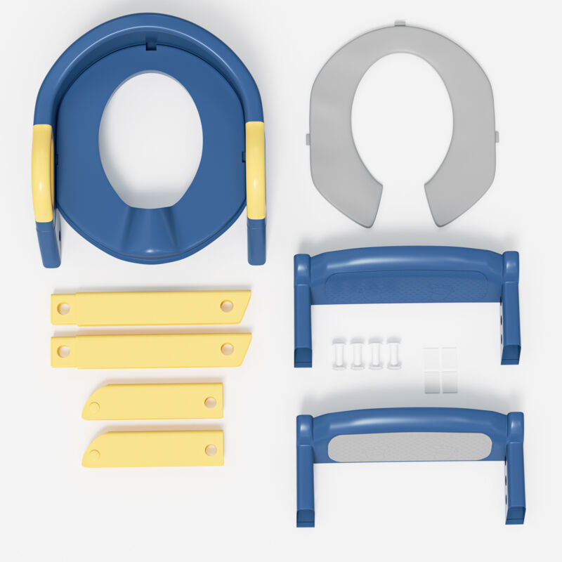 Réducteur WC Pliable Avec Escalier Réglable - Pour Enfant 2 à 7 Ans - Siège Ergonomique Avec Coussin Et Poignées - Supporte 75 Kg - Bleu/vert - 9