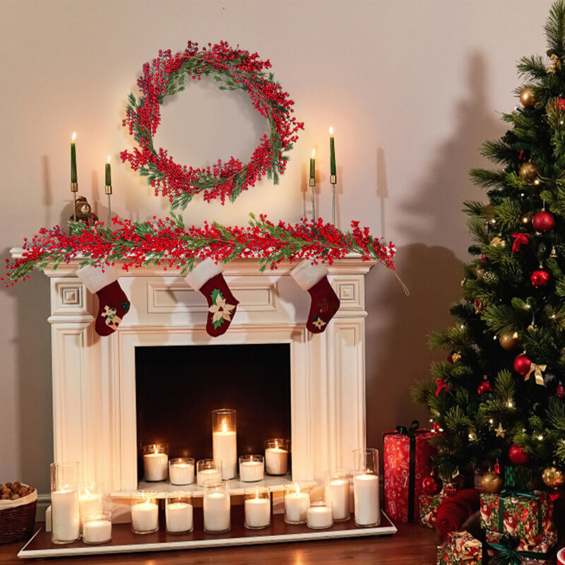 Guirlande De NoëL Aux Baies Rouges De 6,3 Pi, Guirlande De
