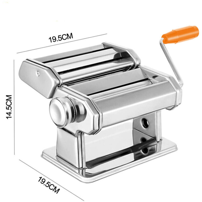 Machine à Pâtes Manuelle En Acier Inox - Laminoir 6 épaisseurs Avec 2 Lames - Pour Spaghetti, Fettuccine, Lasagnes Maison - 12