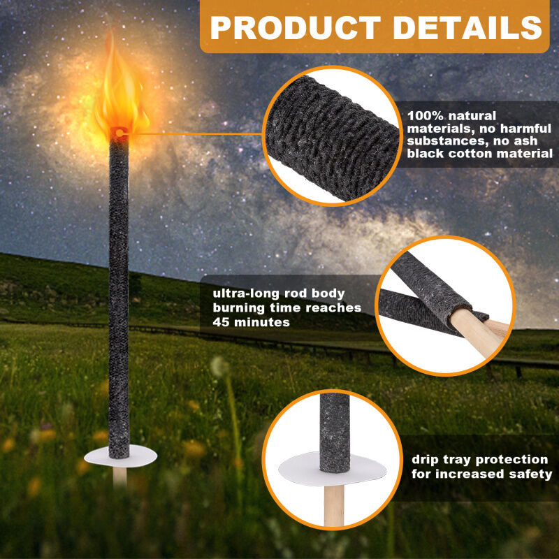 Torches En Cire Extérieur - Lot De 10, Brûlent 100 Min, Anti-gouttes, Pour Jardin, Fêtes, Randonnée