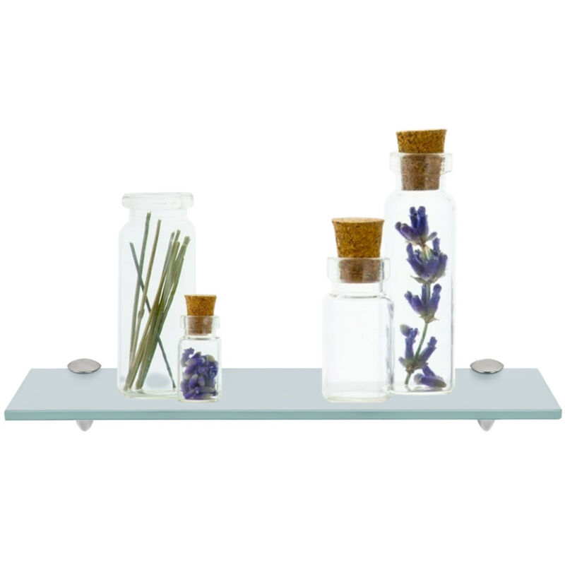 Étagère Flottante En Verre Trempé 60x10 Cm - 8 Mm D'Épaisseur, Charge 10 Kg, Pour Salle De Bain, Salon, Chambre - 7