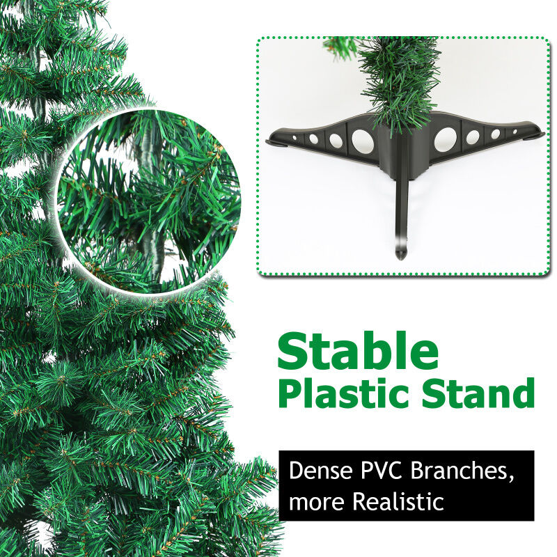 Sapin De Noël Artificiel 120 Cm Vert - 200 Pointes PVC Résistant Au Feu - Montage Rapide Avec Support