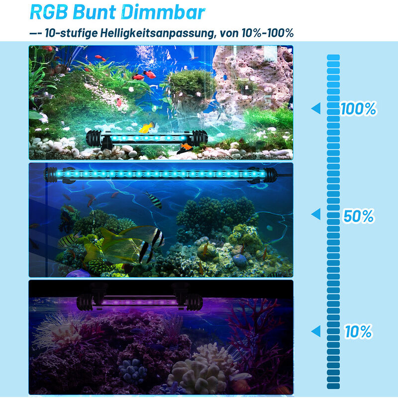 LED Aquarium Dimmable avec Télécommande Éclairage pour Plante  Poisson,50.5cm,55-80CM Extensible Lampe