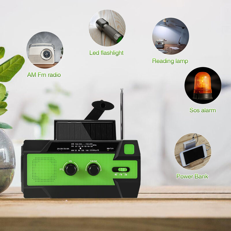 MuGu Radio Portable ，Manivelle/Pile et Secteur/Solar Poste Radio  Transistor,Météo Radio Appareil d'urgence avec 3-LED Lampe de Poche et  Chargeur de Téléphone,Excellente Réception/Haut-Parleur 