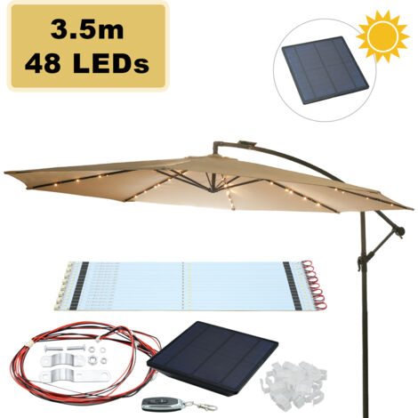 Guirlande Solaire 104 LEDs Pour Parasol - 8 Modes - Télécommande - IP67 Étanche - Jardin/Camping