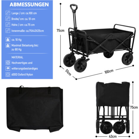 Diable Pliant En Aluminium Noir - Capacité 165 Lbs (75 Kg), Roues 4.73 Pouces, Réglable Et Robuste