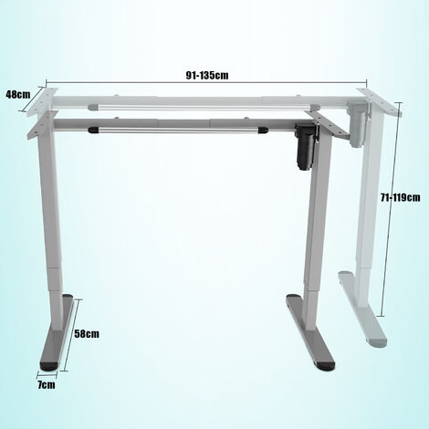 Structure équipée pour table élévatrice électrique double réglable en  hauteur gris