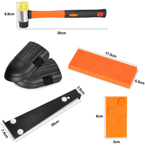 Kit Complet D'installation Parquet Stratifié QWORK - 60 Entretoises, Barre De Traction, Maillet Double Face, Genouillères - Pour Pose Facile