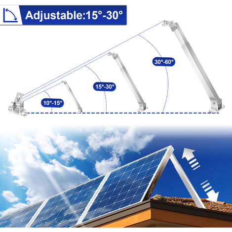 Support pour panneau solaire PV 15-30°Réglable Support panneau pour montage sol Support Fixation Panneau solaire