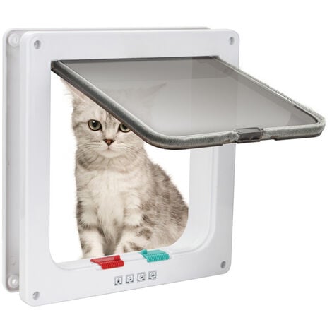 SWANEW Chatière Porte pour chat Flap Porte pour chien Porte pour animaux de compagnie 4 voies L