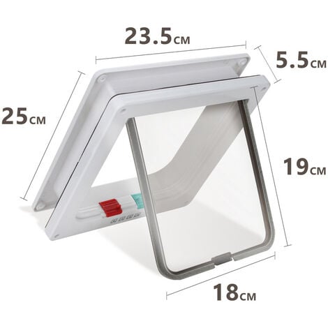 SWANEW Chatière Porte pour chat Flap Porte pour chien Porte pour animaux de compagnie 4 voies L