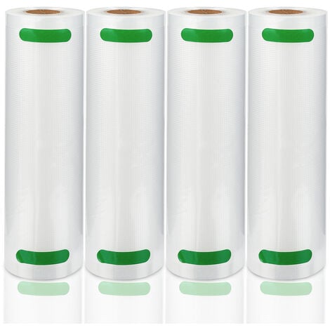 Sacs sous Vide Alimentaire, Sacs sous Vide 20 X 600 CM Approuvé par la FDA sans BPA, pour Appareil de Mise sous Vide, Cuisiner au Micro-onde, Réfrigérateur, Réutilisable-4 Rouleaux - Transparent