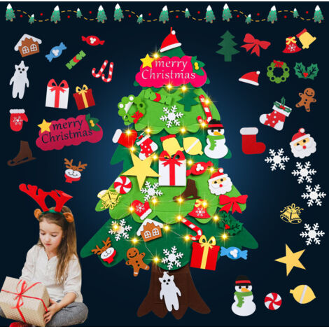 105CM DIY Sapin De Noël Feutrine, Feutre Arbre De Noël Décoration Avec