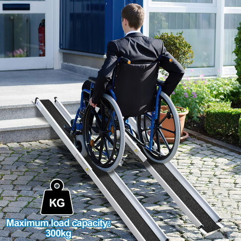 Rampe D'accès Pliable Pour Fauteuil Roulant - Aluminium 152cm - Charge 270kg - Neuf