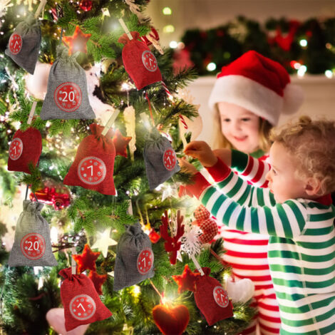 SWANEW Calendrier De L'avent2023 Noël, 24 Sac Jute Pochon, Diy