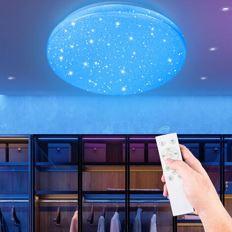 SWANEW Lustre de plafond LED 24W avec effet ciel étoilé, éclairage