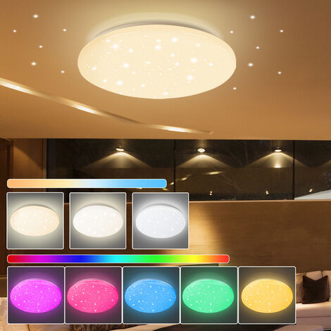 Swanew Lustre De Plafond Led W Avec Effet Ciel Toil Lampes De Salle De Bains T L Commande