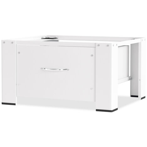 SWANEW Socle de machine à laver Socle pour machine à laver avec tiroir,jusqu'à 150 kg Blanc62.5x54.5x32.5cm