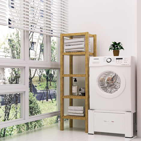 SWANEW Socle de machine à laver Socle pour machine à laver avec tiroir,jusqu'à 150 kg Blanc62.5x54.5x32.5cm