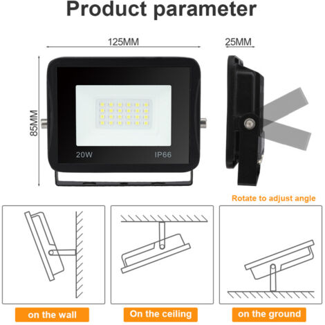 Arum Projecteur LED Extérieur Forte Luminosité IP66 Jardin Terrasse Parking Cours (Blanc Naturel 4000K, 1x 50W