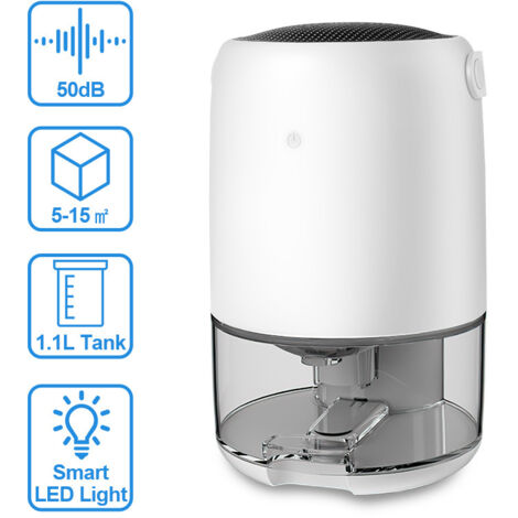 Déshumidificateur Portable Devology 1100ml - Économique, Silencieux (25dB) - Éclairage LED 7 Couleurs - Idéal Salle De Bain, Chambre, Buanderie